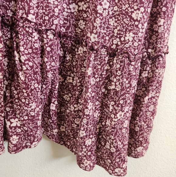 Knox Rose V-Neck Mini Dress Tunic Babydoll Floral Print Purple Medium - Picture 5 of 7